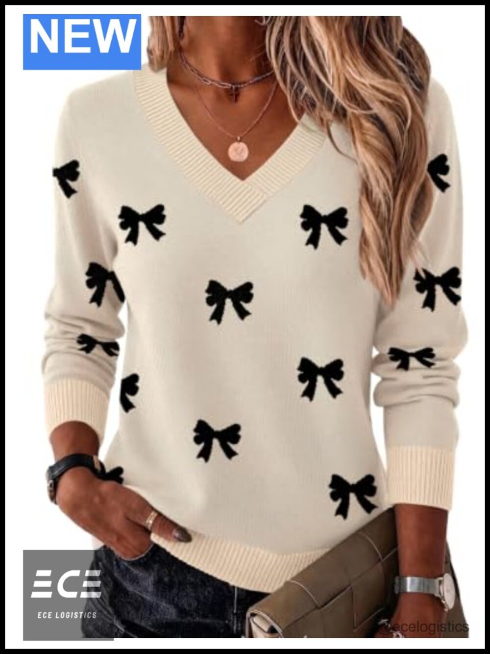Zeagoo V Neck Sweater Long Sleeve Lightweight Knit Pullover Fall Top